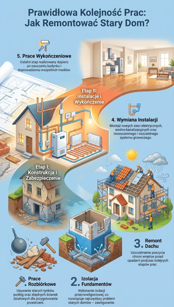 Jaka jest kolejność prac przy remoncie starego domu